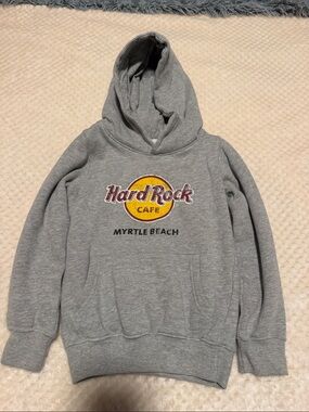 Hard Rock Cafe Kids Gray Hoodie with Yellow & Maroon Logo Size XS